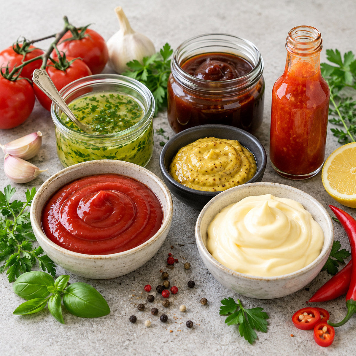 Selection of sauces & condiments from Pantry's Dutch and European range