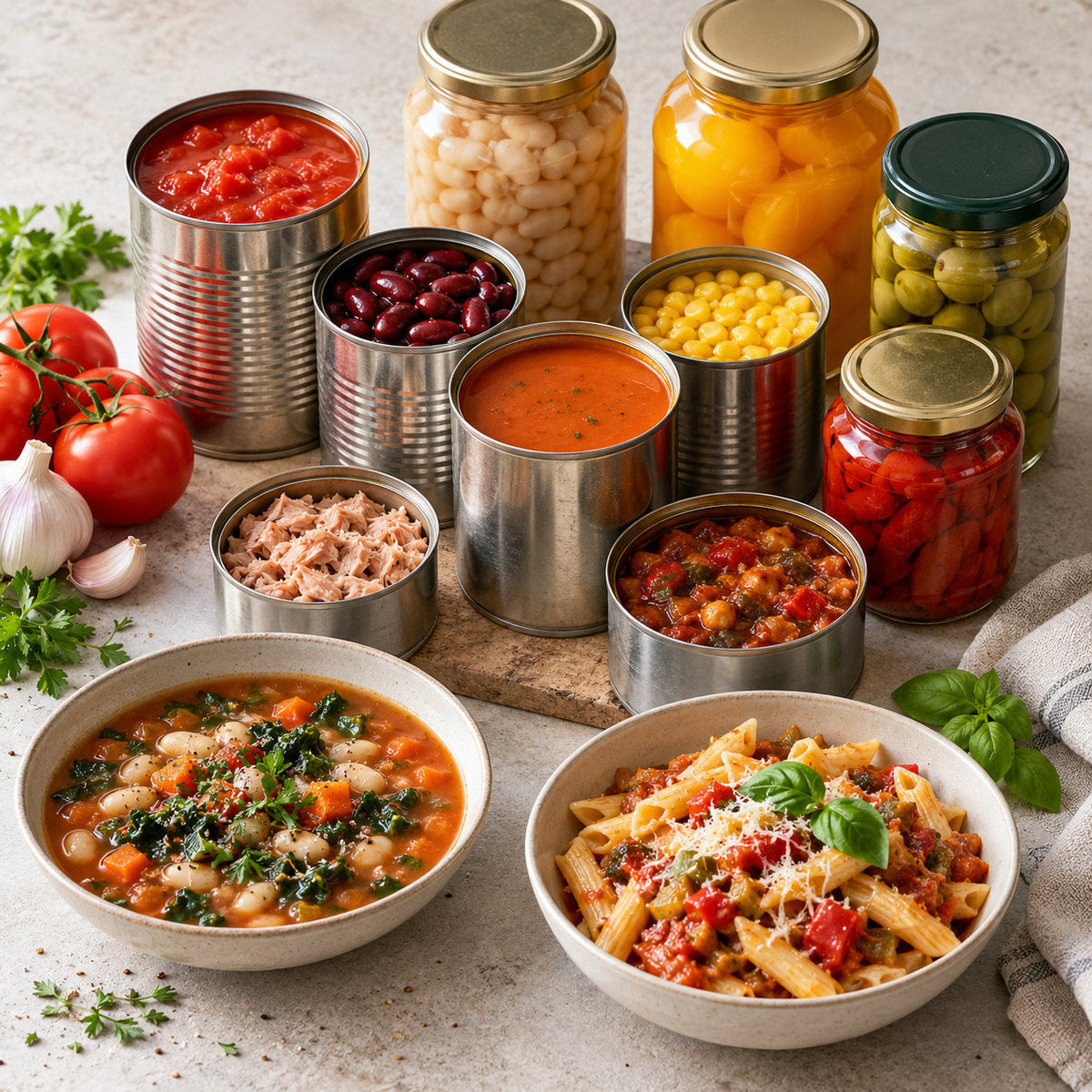 Selection of soups, meals & canned foods from Pantry's Dutch and European range