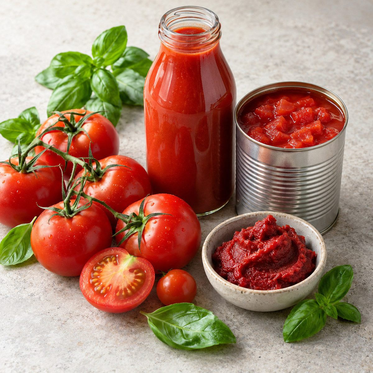 Selection of tomatoes & tomato products from Pantry's Dutch and European range