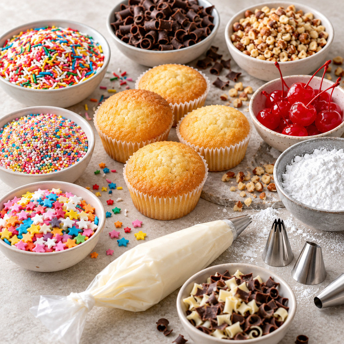 Selection of toppings & decorations from Pantry's Dutch and European range