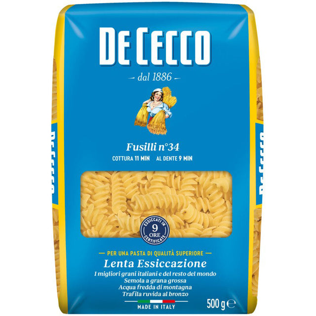 De Cecco Fusilli No. 34 Pasta, 500g