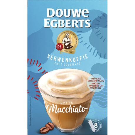 Douwe Egberts Verwenkoffie Latte Macchiato Instant Coffee, 8 packs