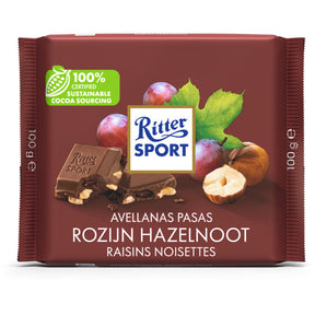 Ritter Sport Raisin & Hazelnut Tablet - Worldwide Delivery - Order Online