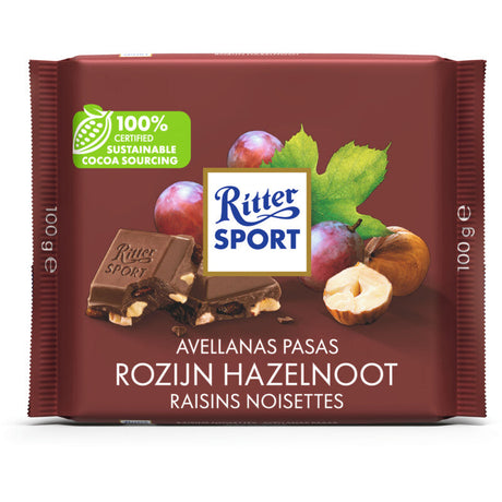Ritter Sport Raisin & Hazelnut Tablet - Worldwide Delivery - Order Online