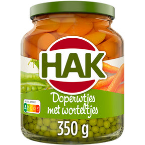 Hak Green Peas with Carrots Jar, 350g