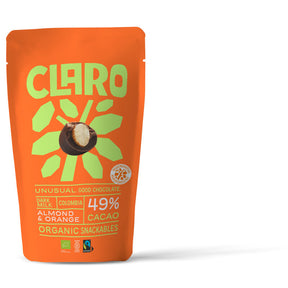 Claro Dark milk almond & orange snackables Chocolate 100g