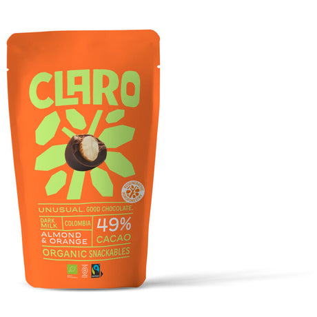 Claro Dark milk almond & orange snackables Chocolate 100g