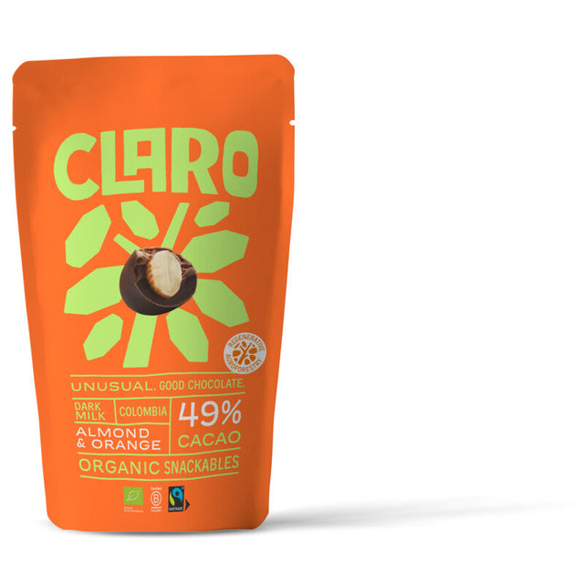 Claro Dark milk almond & orange snackables Chocolate 100g