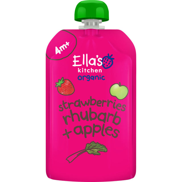 Ella's kitchen Strawberries, Rhubarb + Apples 4m+ bio Baby food 120g