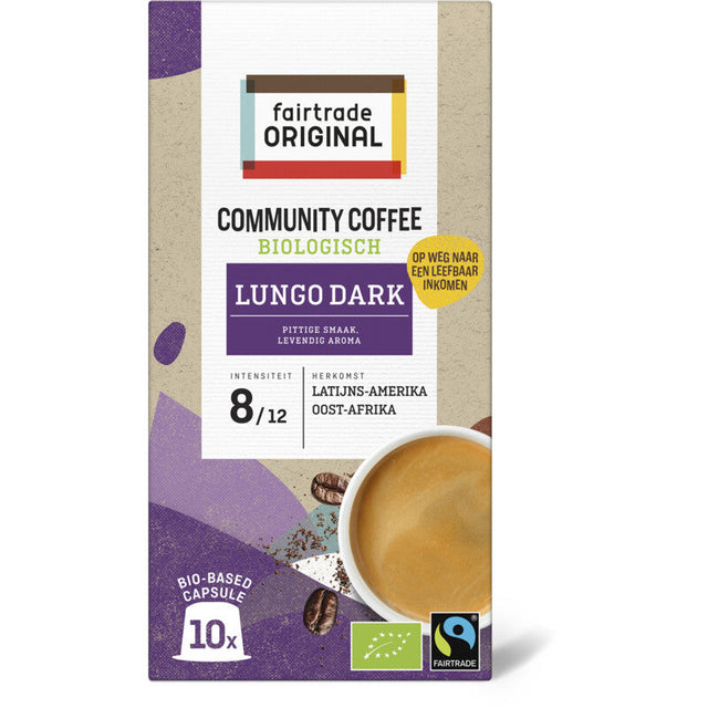 Fairtrade Original Community coffee lungo dark 10-capsules 53g