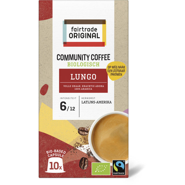Fairtrade Original Community coffee lungo 10-capsules 53g