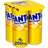 Fanta Lemon zero sugar Soft drink 4 × 250ml