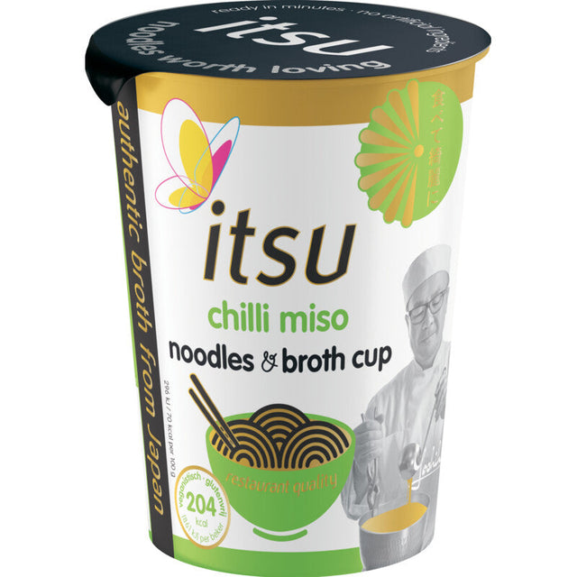 Itsu Chili miso noodles & broth cup Stock 65g
