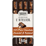 L'Atelier 70% Pure chocoladereep Almond & Caramel Chocolate 150g