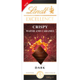 Lindt Excellence crispy wafer & caramel dark Chocolate 100g