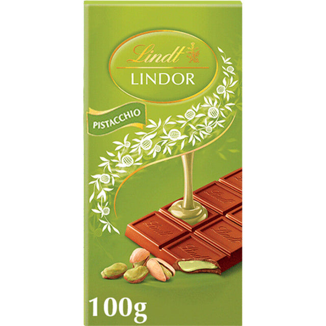 Lindt Lindor Bar Milk Chocolate Pistachio 100g
