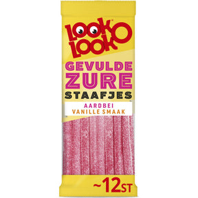 Look o Look Filled Sour staafjes Strawberry Vanilla 125g