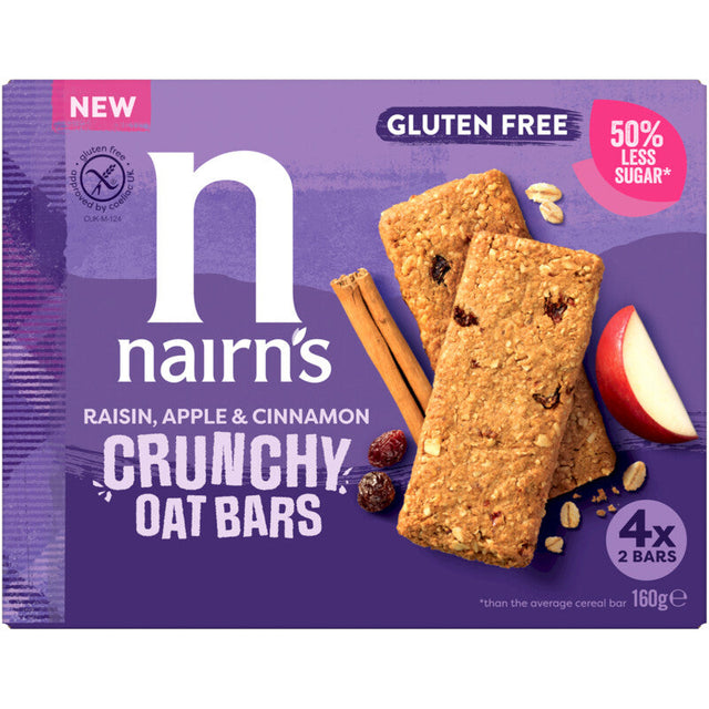 Nairn's Raisin apple & cinnamon crunchy oat bars 160g