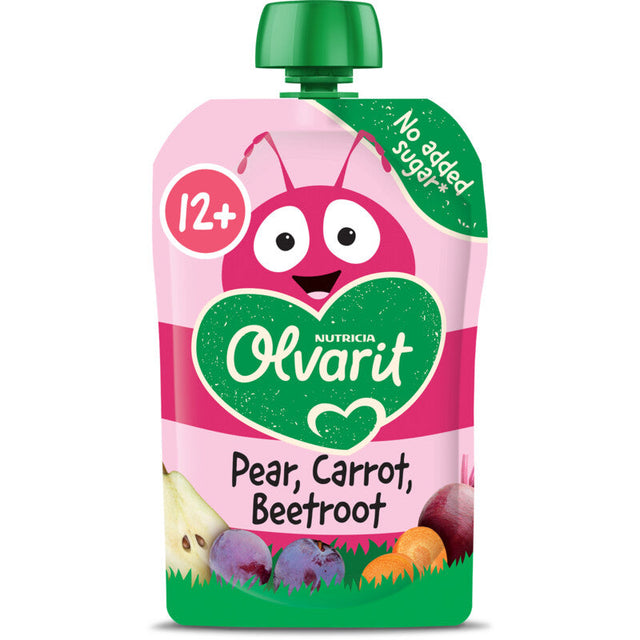 Olvarit Fruit Purée Pouch Pear Carrot Beetroot 12m+ Baby food 100g
