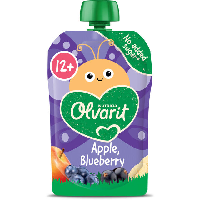 Olvarit Fruit Purée Pouch Apple Blueberry 12m+ Baby food 100g