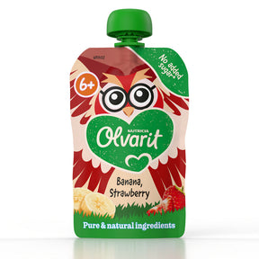 Olvarit Fruit Purée Pouch Banana Strawberry 6m+ Baby food 100g