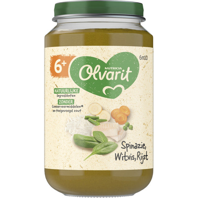 Olvarit Spinach White Fish Rice 6m+ Baby food 200g