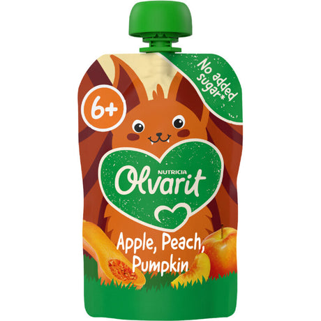 Olvarit Fruit Purée Pouch apple, peach, pumpkin 6m+ Baby food 100g