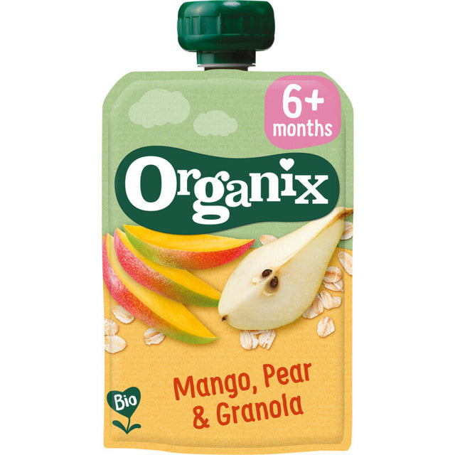 Organix Fruit Purée Pouch mango Pear granola 6m+ Baby food 100g