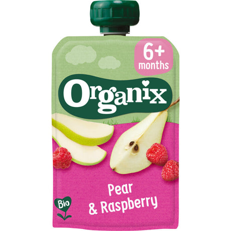 Organix Fruit Purée Pouch Pear Raspberry 6m+ Baby food 100g