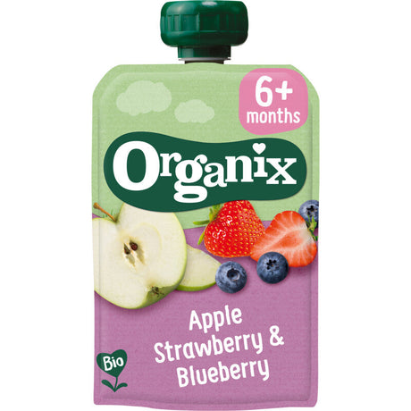 Organix Fruit Purée Pouch Apple Strawberry & Blueberry 6m+ Baby food 100g