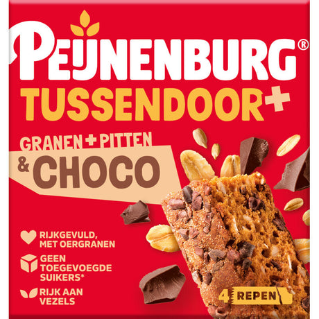 Peijnenburg Tussendoor+ Grains, pitten & choco Fruit and nut bar 147g
