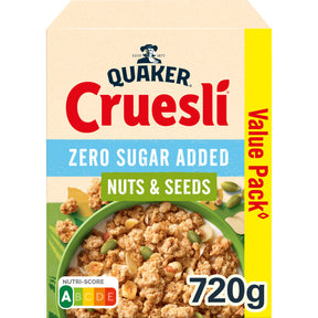 Quaker Nuts & seeds zero sugar added Breakfast cereal 720g