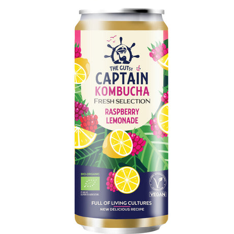 The Gutsy Captain Kombucha raspberry lemonade Iced tea 250ml