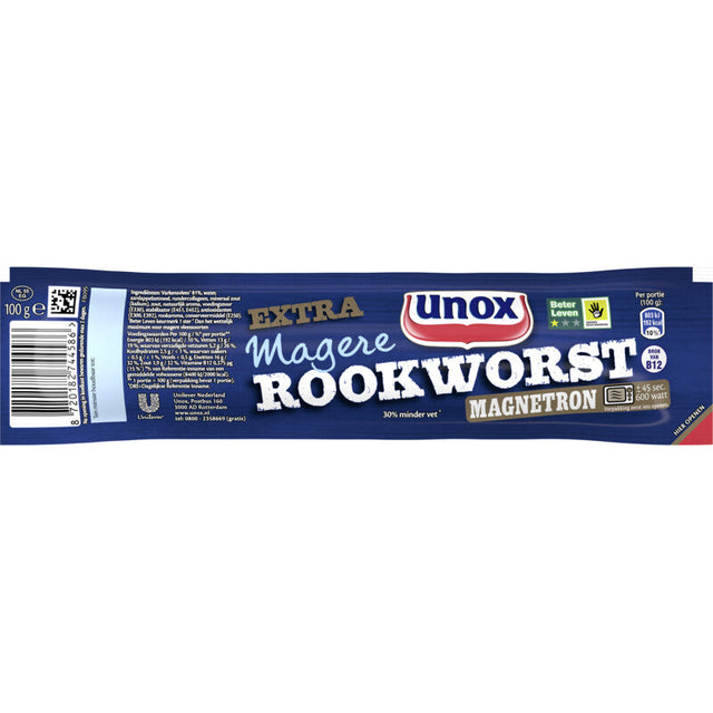 Unox Extra Skimmed Smoked Sausage Microwave 100g
