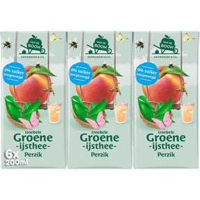 Van de Boom Troebele Green ijsthee Peach Fruit drink 6 × 200ml