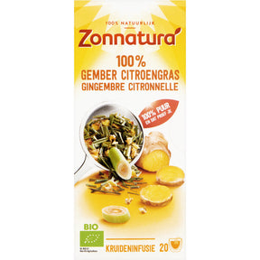 Zonnatura 100% Ginger citroengras Herbal Infusion 20-pack 30g