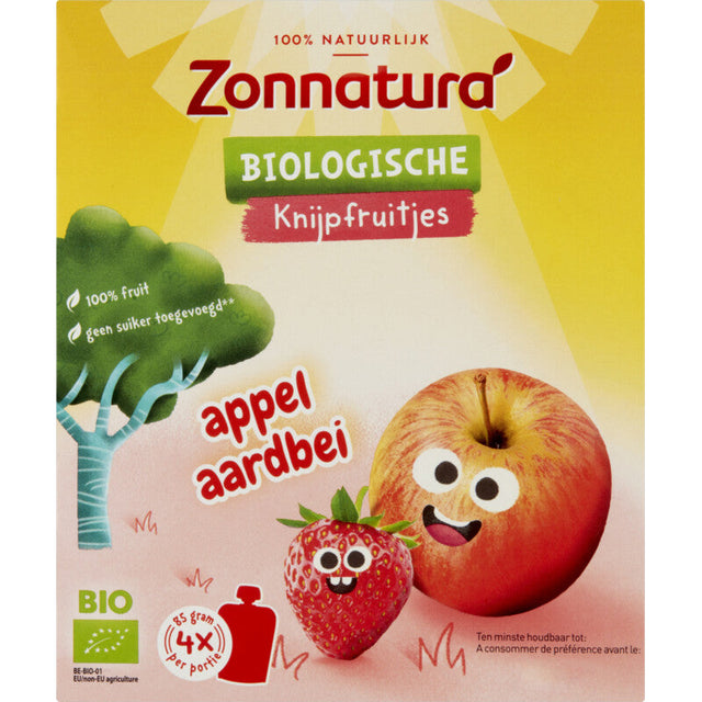 Zonnatura Fruit Purée Pouch Apple Strawberry bio 340g