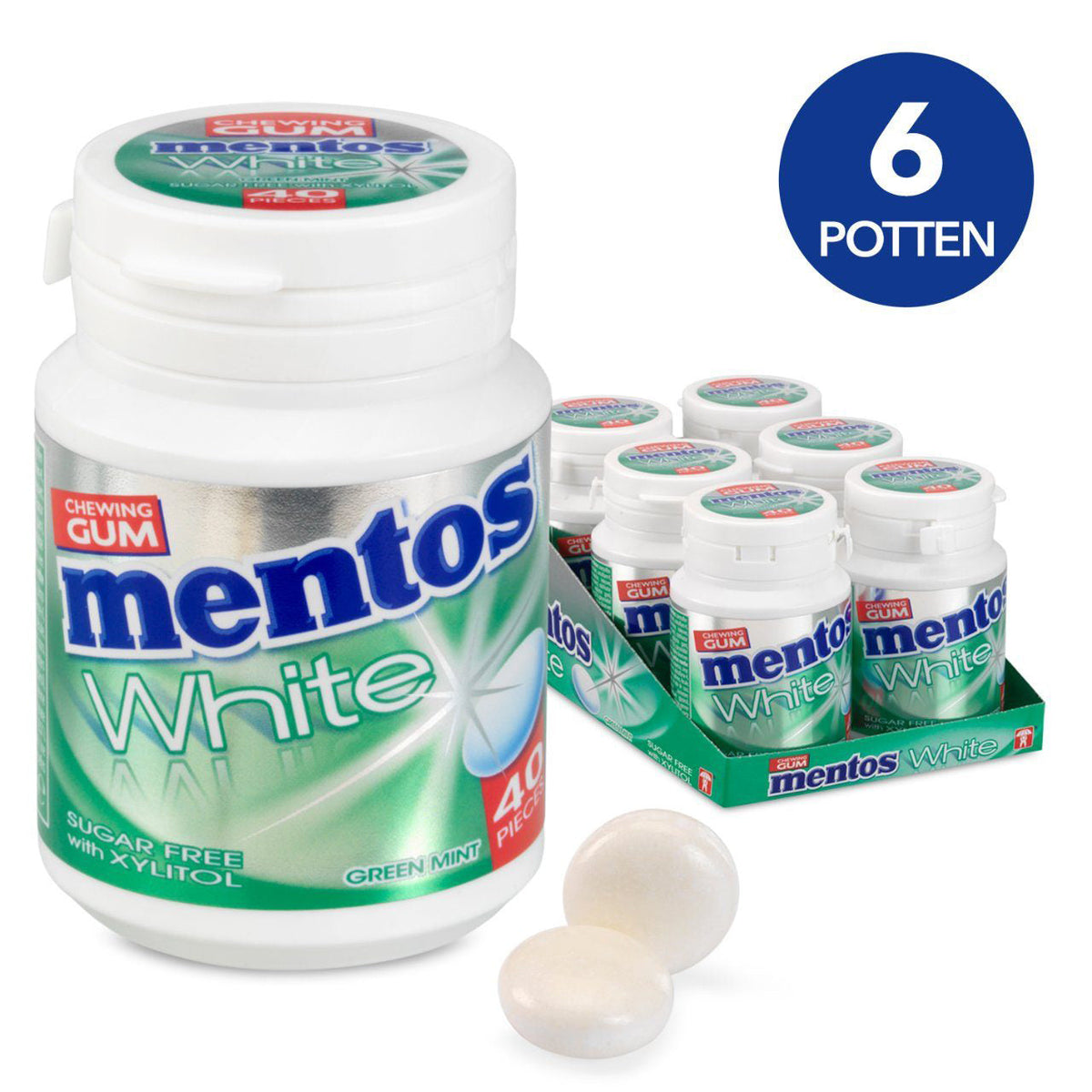 Mentos Green Mint White 6x60G - Worldwide Delivery - Order Online