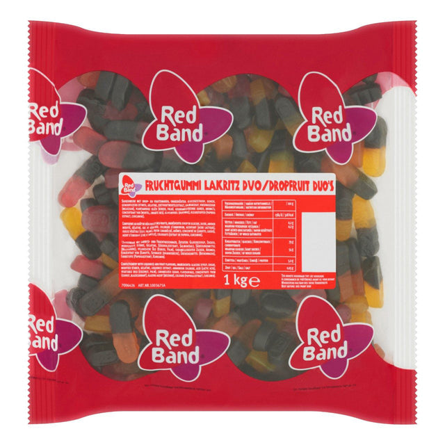 Red Band Dropfruit Duos Liquorice fruit gum mix, 1kg