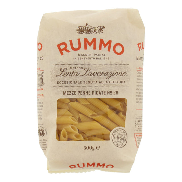 Rummo Lenta Lavorazione Mezze Penne Rigate No. 28 - Worldwide Delivery - Order Online