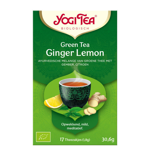 Yogi Tea Green Tea Ginger-Lemon, Bio 17-Pack - Worldwide Delivery - Order Online