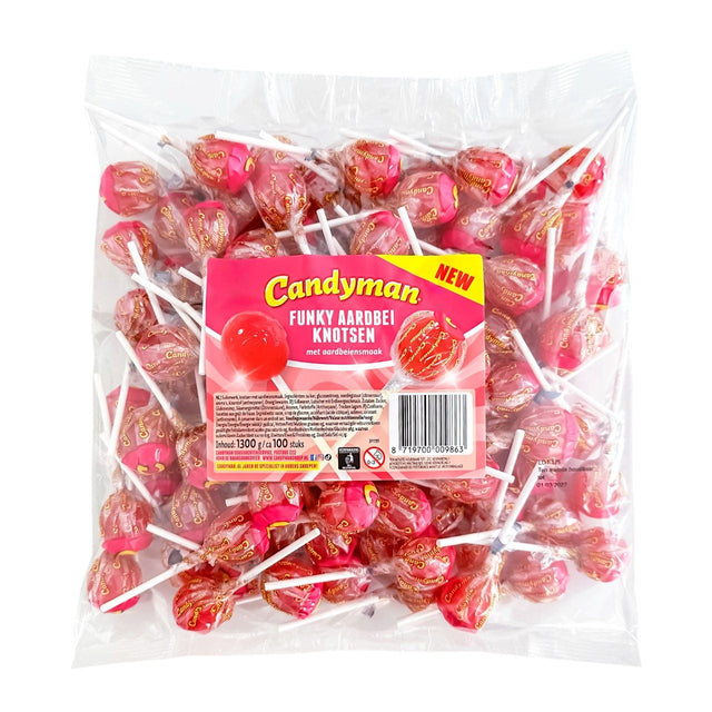 Candy Man Funky Strawberry Lollipops 100-pack 1.3kg