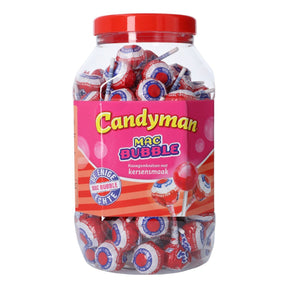 Mister Bubble Lollipops Flavour Cherries Lollipops with 30% bubble gum Filling 100-pack 1.5kg