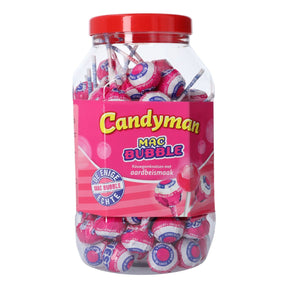 Mister Bubble Lollipops Flavour Strawberry Lollipops with 30% bubble gum Filling 100-pack 1.5kg